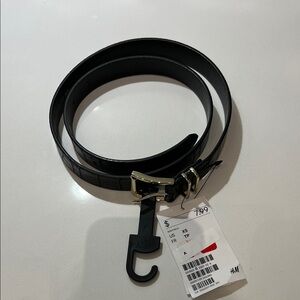 NWT H&M Black Belt with Gold Buckle